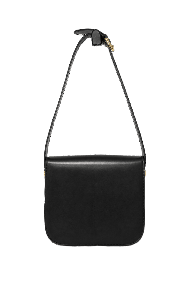 1980s Black Leather Handbag - Back View