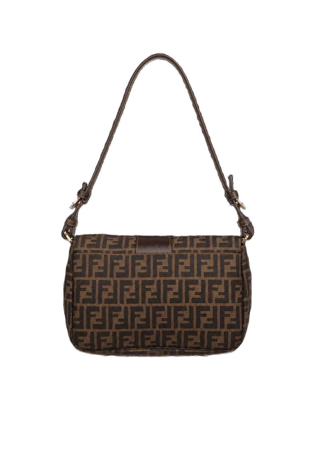 1980s Brown Canvas Fendi Shoulder Bag - Back View