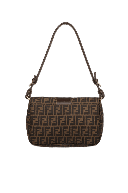 1980s Brown Canvas Fendi Shoulder Bag - Back View