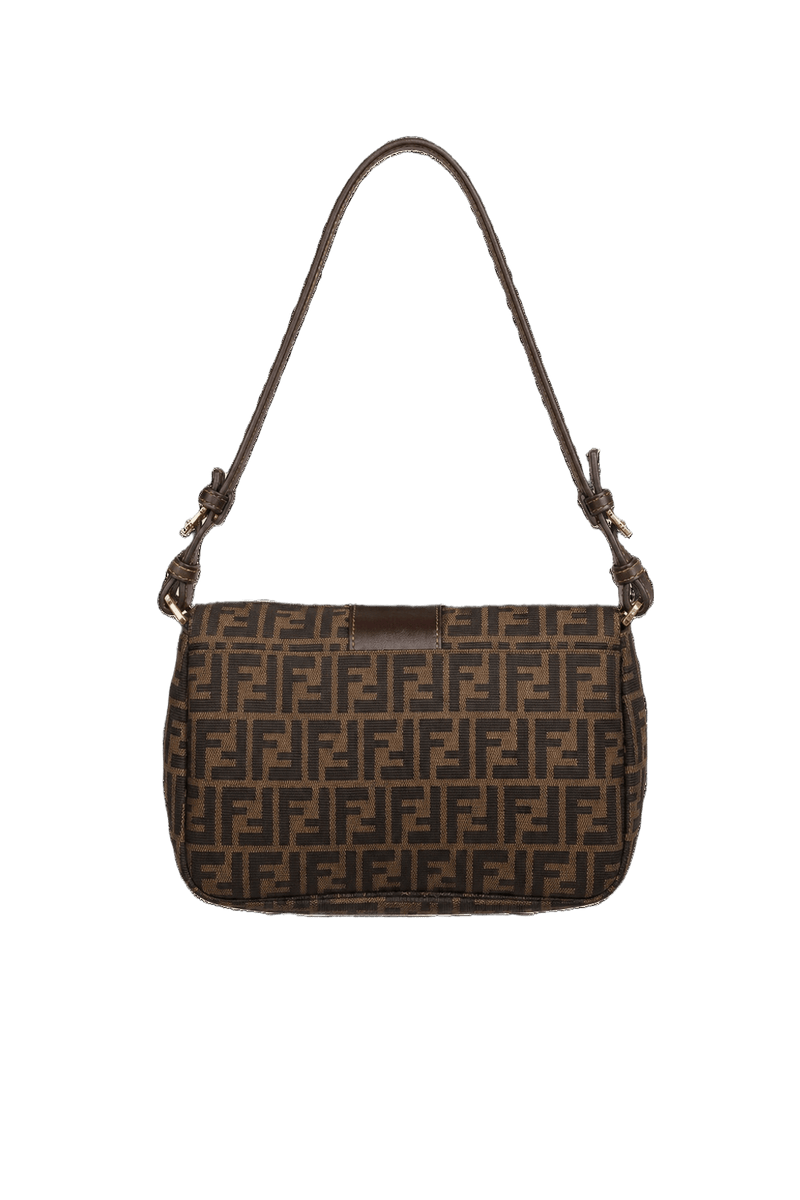 1980s Brown Canvas Fendi Shoulder Bag - Back View