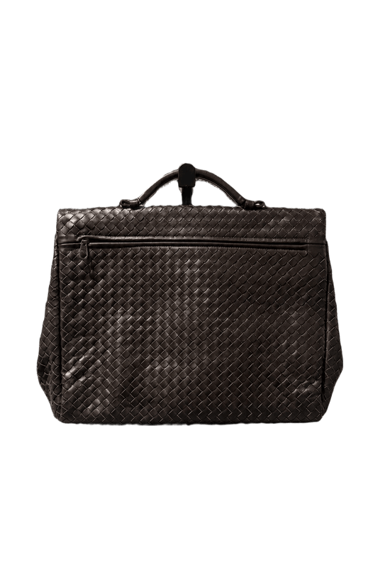 1980s Dark Brown Leather Bag - Back View