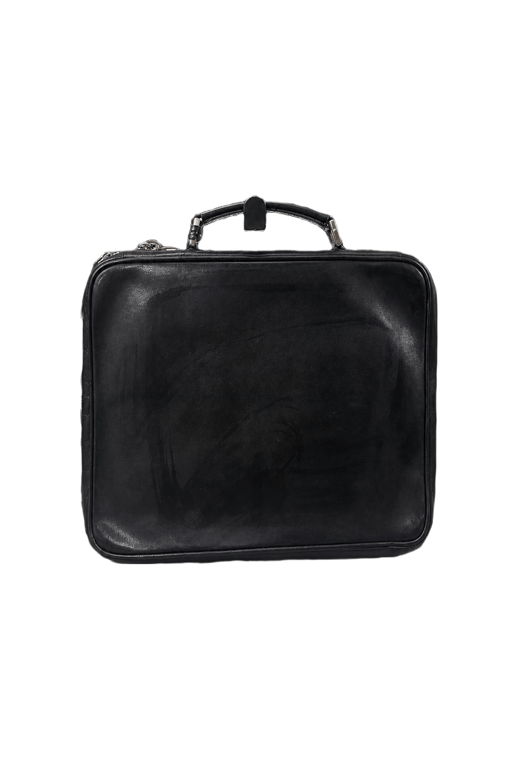 1980s Black Leather Briefcase - Back View