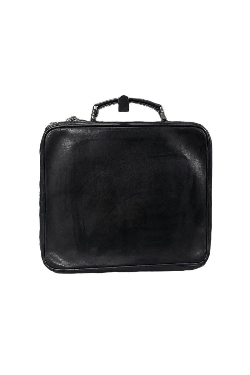 1980s Black Leather Briefcase - Back View