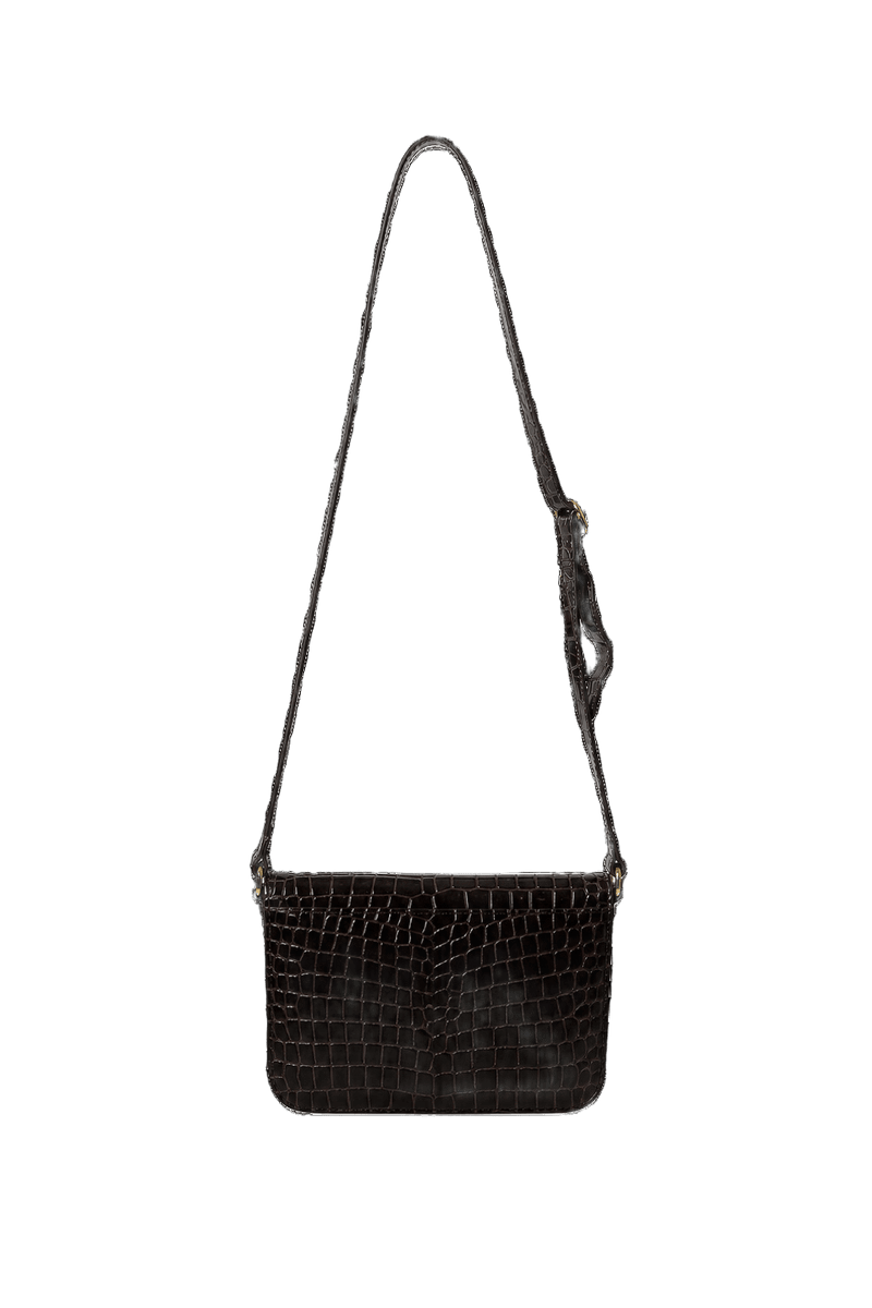 1980s Dark Brown Leather Handbag - Back View