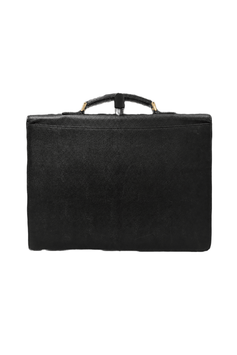 1980s Black Leather Handbag - Back View
