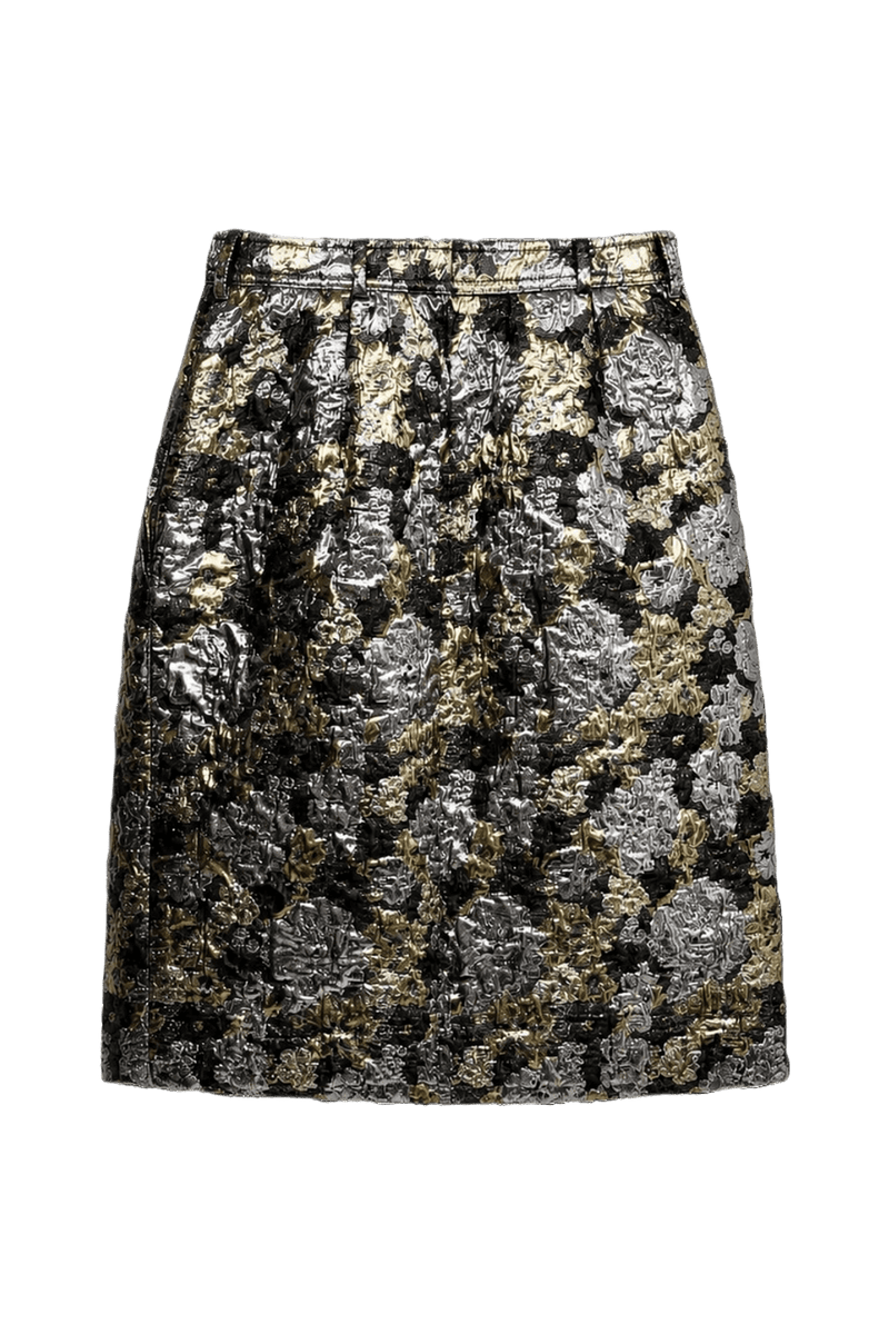 1980s Gold Polyester Blend Skirt - Back View