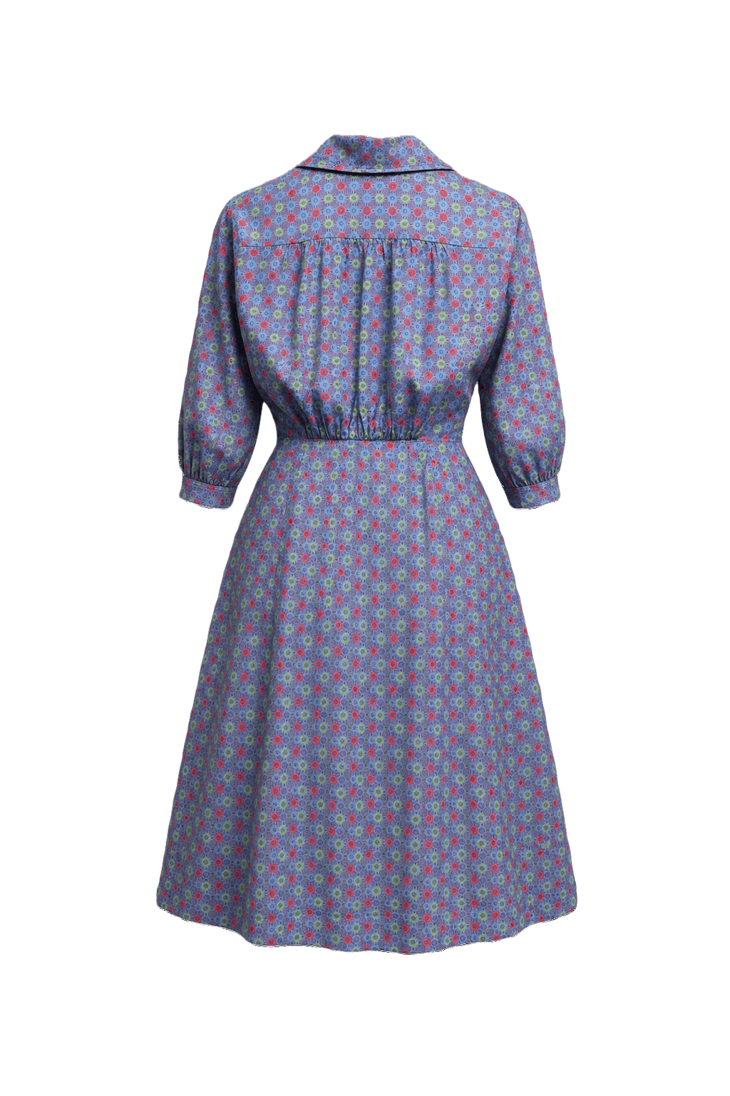1950s Blue Cotton Dress - Back View