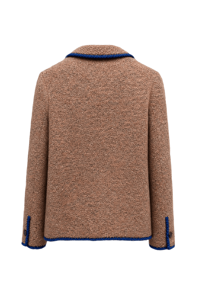 1980s Light Brown Wool Blend Blazer - Back View