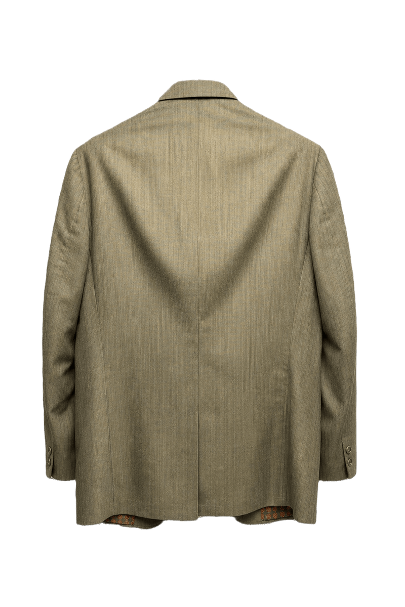 1980s Olive Green Wool Blend Blazer - Back View