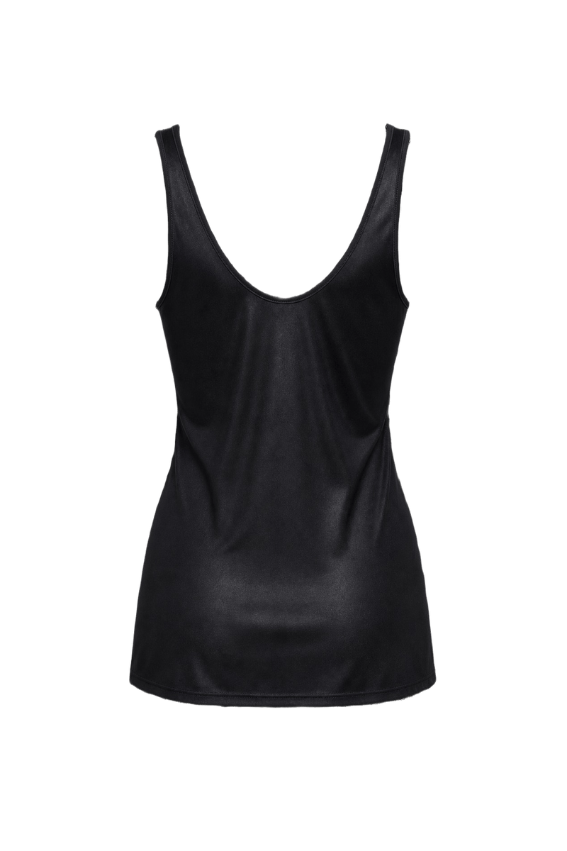 1960s Black Satin Tank Top - Back View