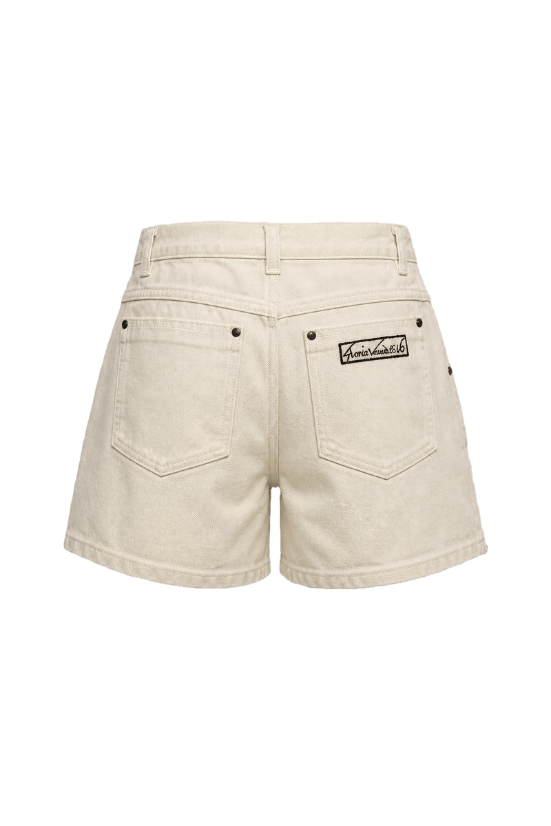 1990s Cream Cotton Shorts - Back View