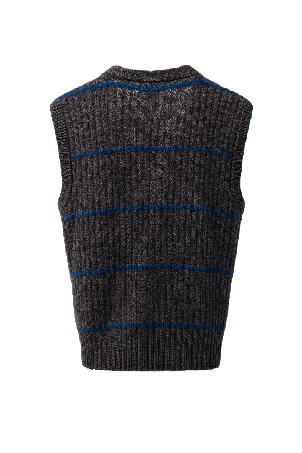 1970s Charcoal Grey Wool Blend Vest - Back View