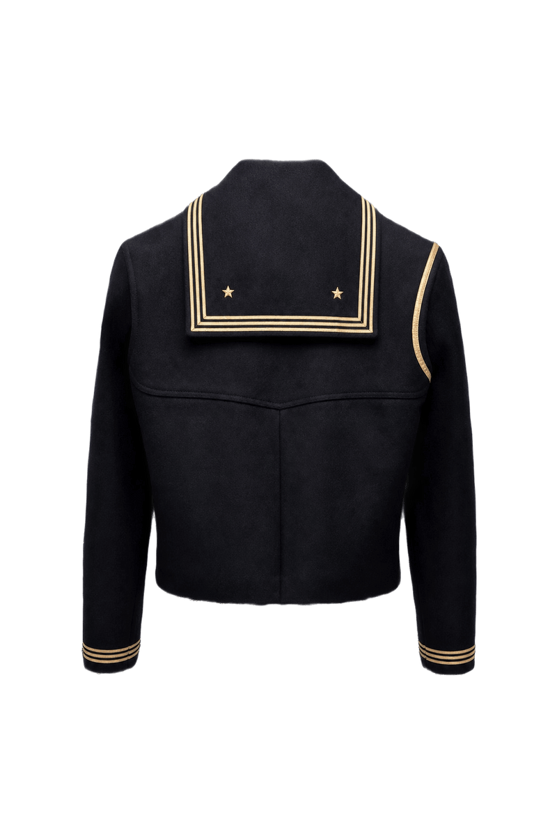 1940s Navy Blue Cotton Blend Jacket - Back View