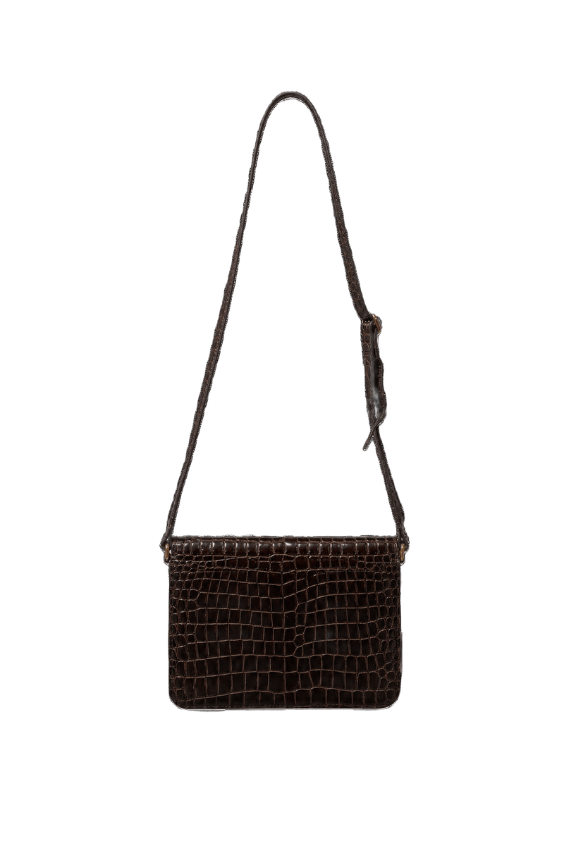 1980s Dark Brown Leather Handbag - Back View