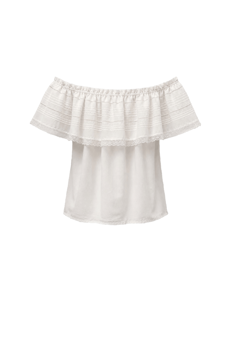 1980s Cream White Cotton Blouse - Back View