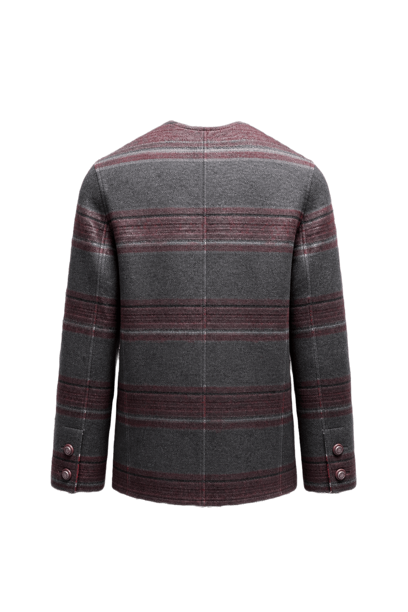 2000s Charcoal Grey Wool Jacket - Back View
