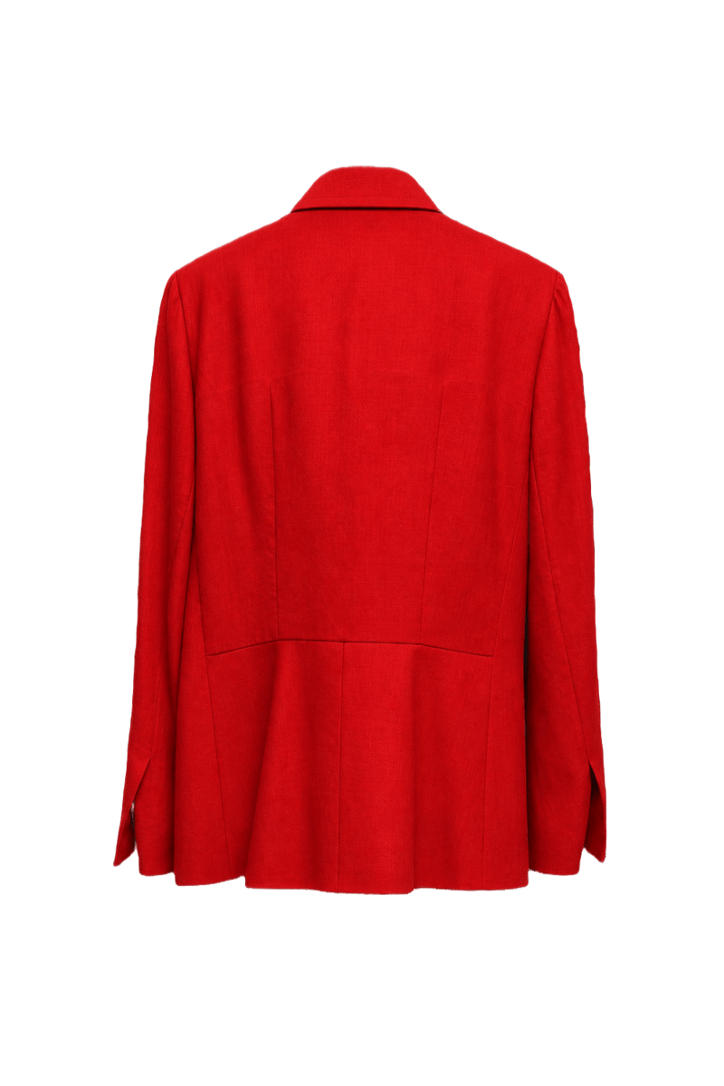 1980s Red Wool Blend Blazer - Back View