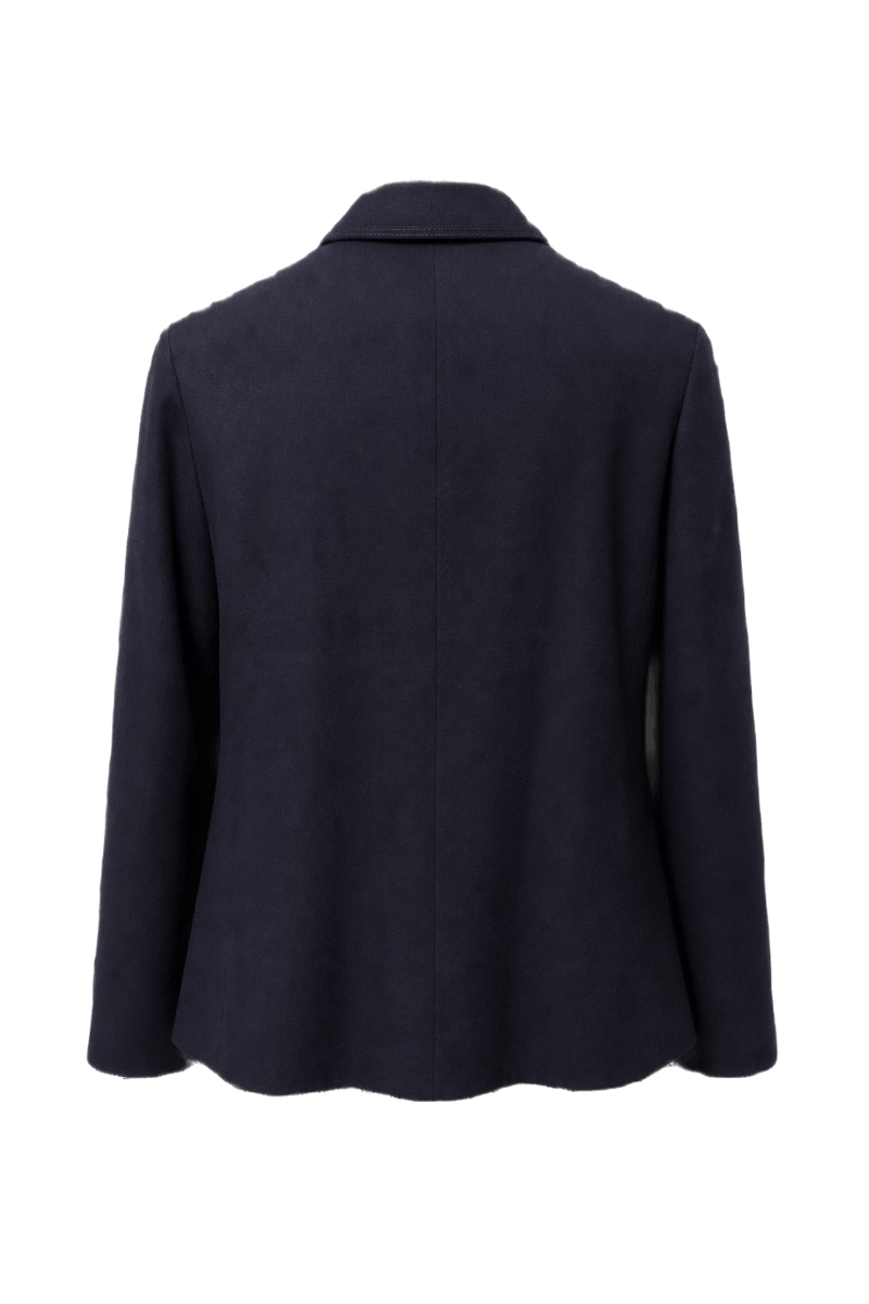 1990s Navy Blue Wool Blend Jacket - Back View