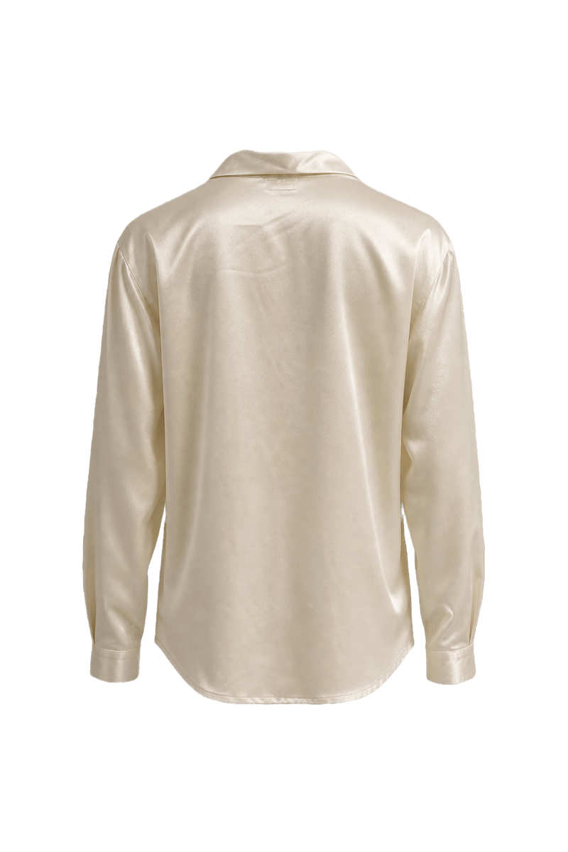 1980s Ivory Silk Button-Down Shirt - Back View