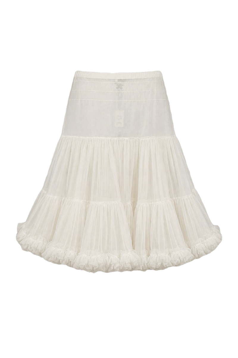 1970s White Cotton Blend Skirt - Back View