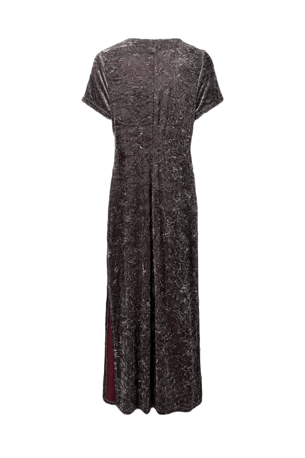 1990s Dark Burgundy Velvet Maxi Dress - Back View