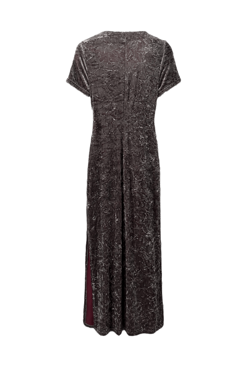 1990s Dark Burgundy Velvet Maxi Dress - Back View