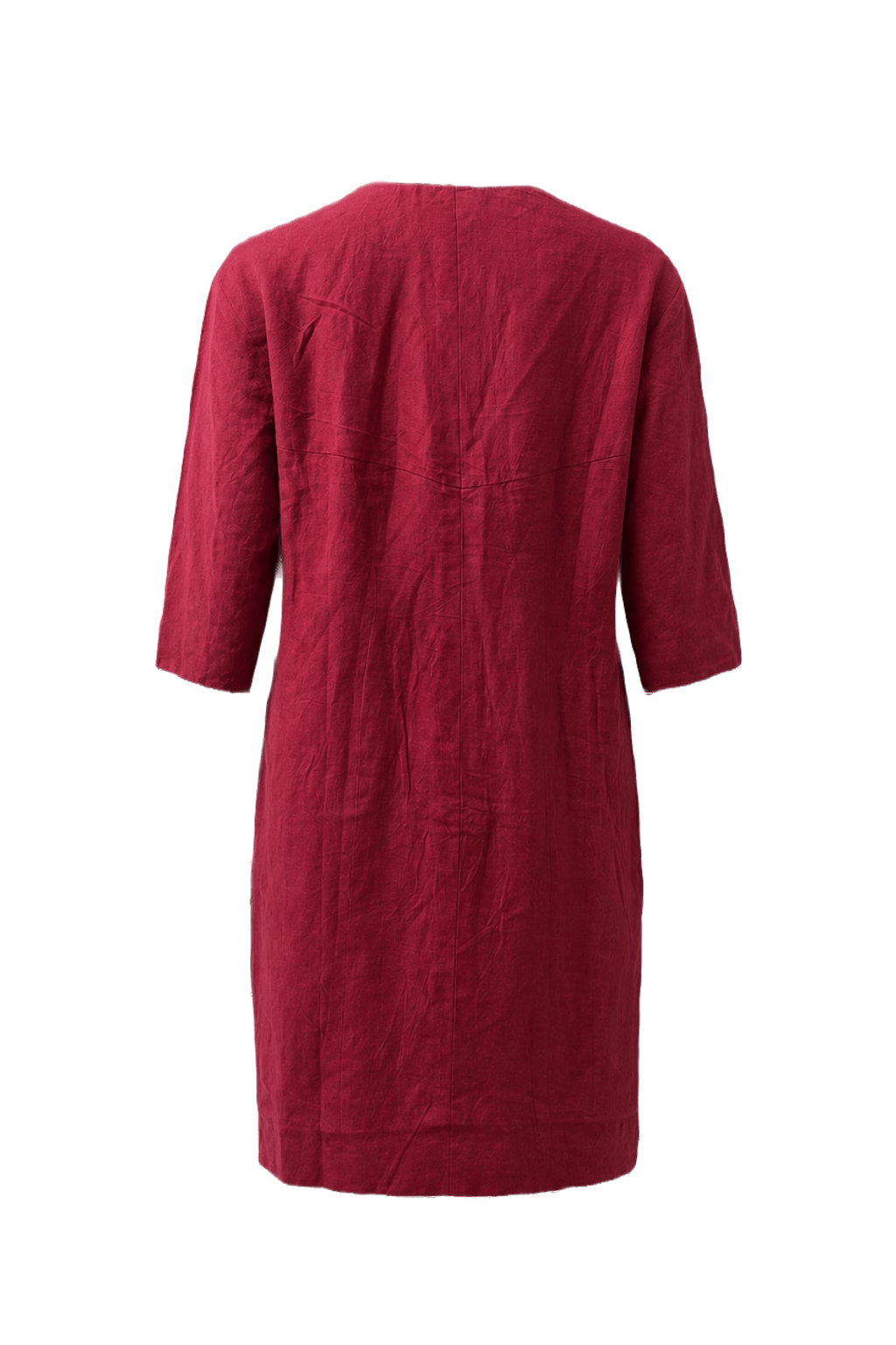 1980s Deep Cherry Red Linen Dress - Back View