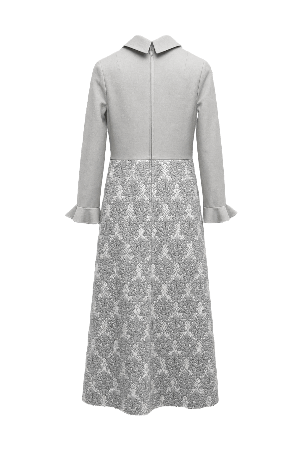 60s Light Grey Polyester Dress - Back View