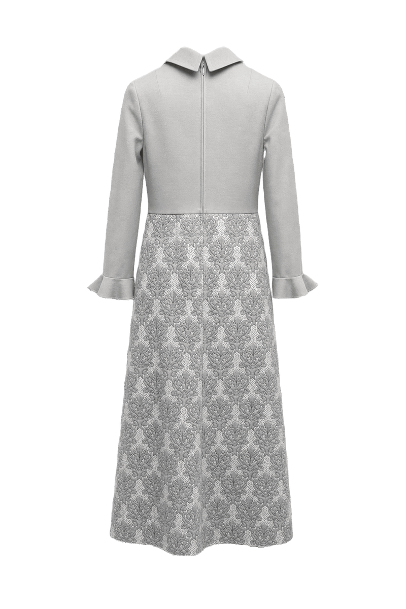 60s Light Grey Polyester Dress - Back View