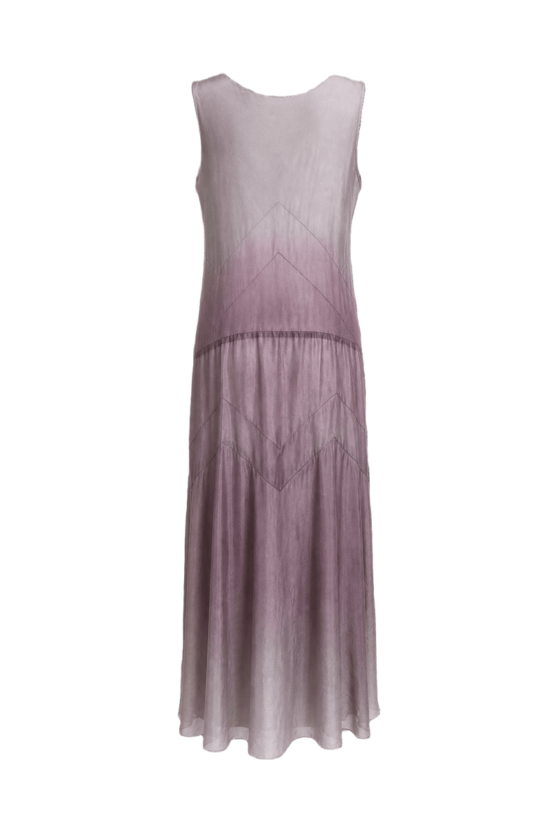 1970s Lavender Silk Dress - Back View