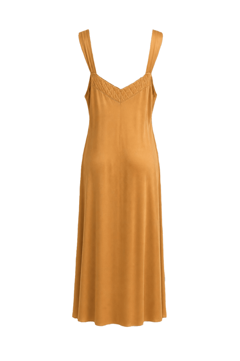 1970s Gold Satin Dress - Back View
