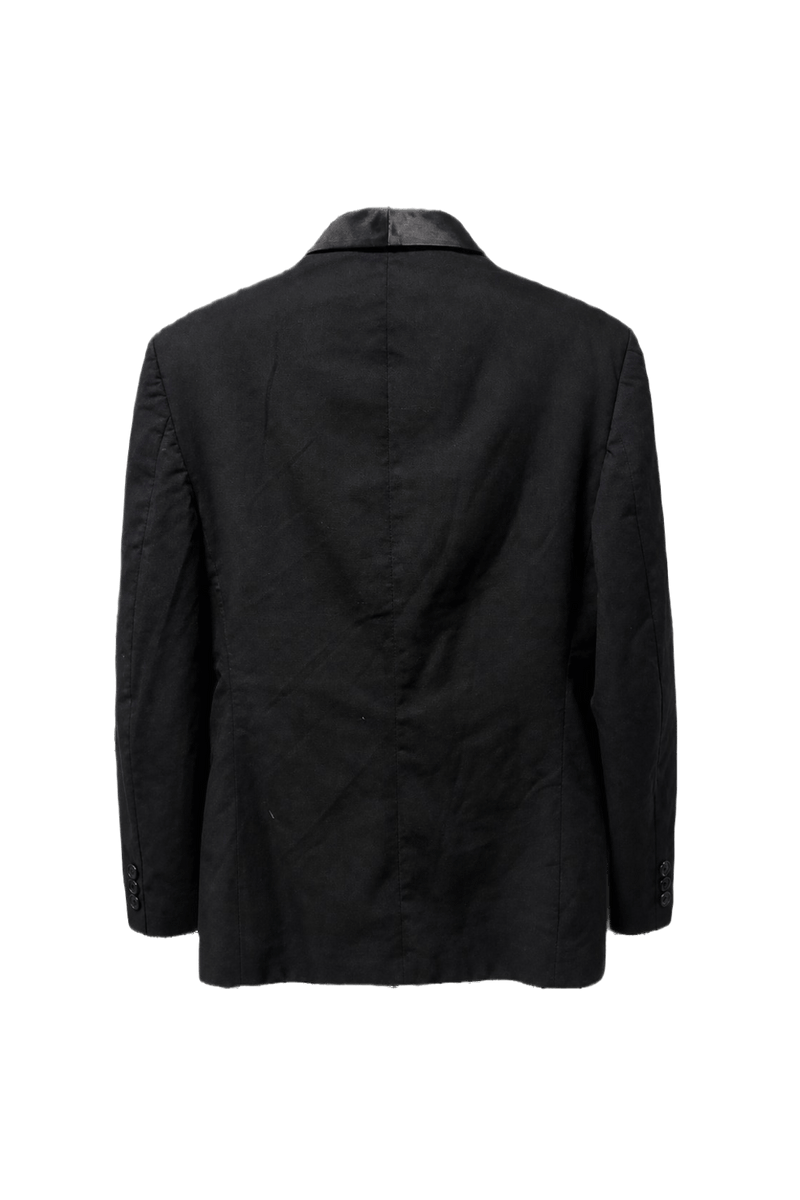 1980s Black Polyester Blend Blazer - Back View