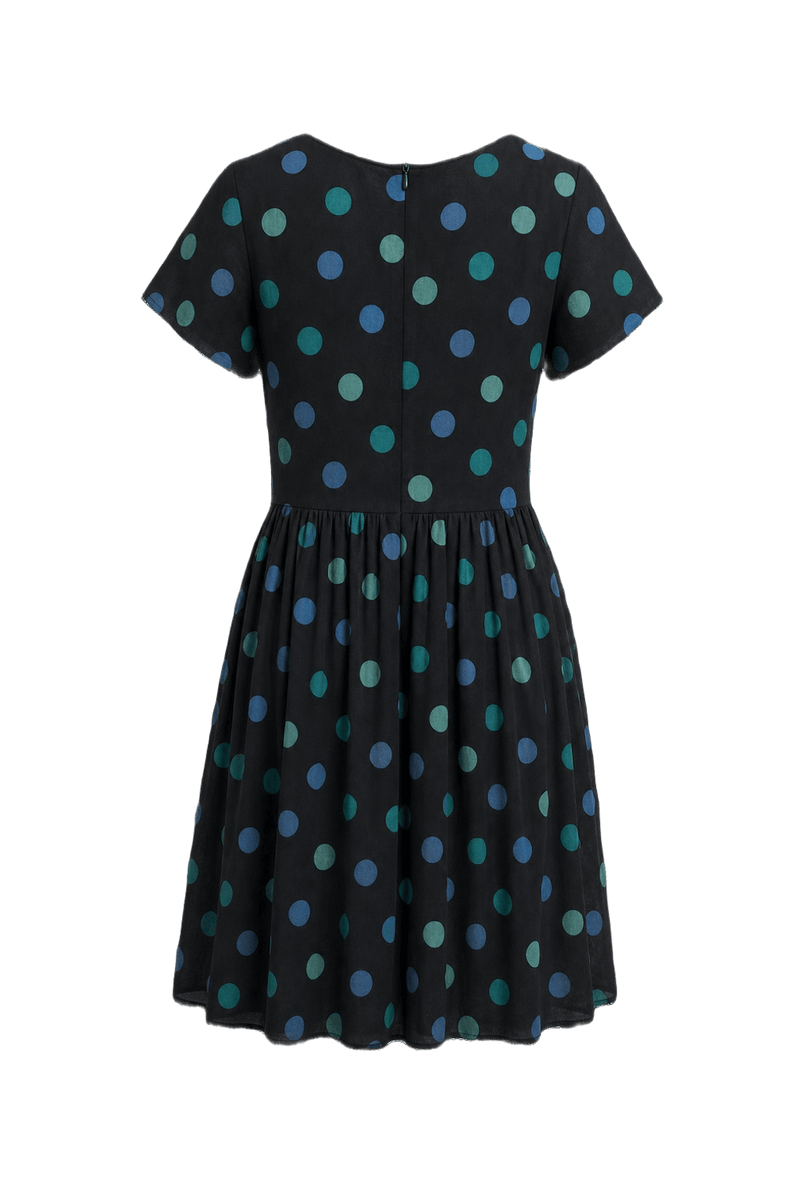 1960s Black Cotton Blend Dress - Back View