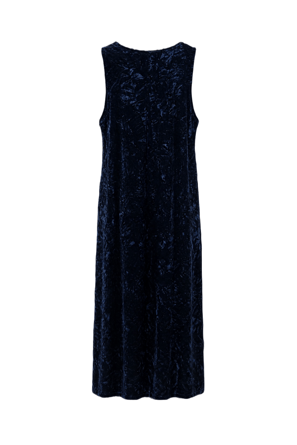 1990s Navy Blue Velvet Dress - Back View