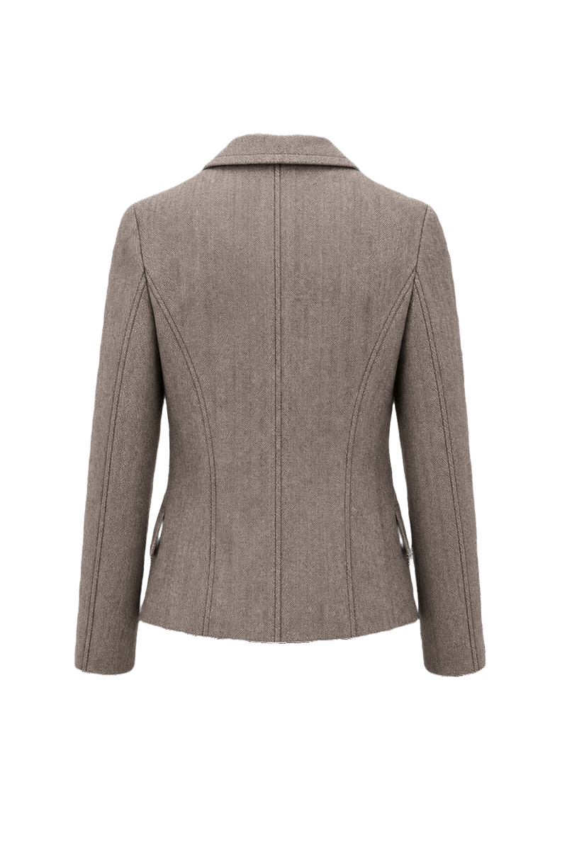 1990s Taupe Wool Blend Blazer - Back View