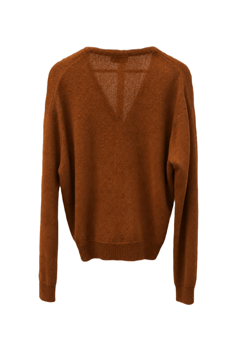 1980s Rust Orange Wool Blend Cardigan - Back View