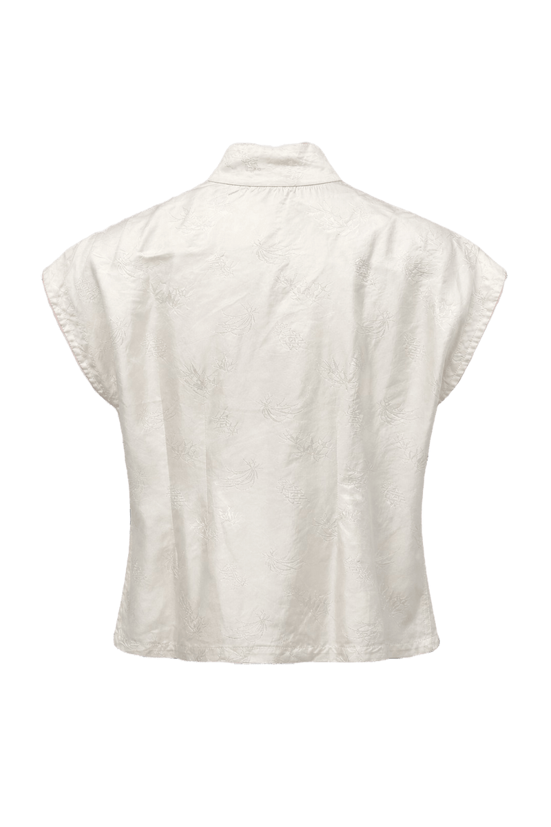 1970s Cream White Silk Blouse - Back View