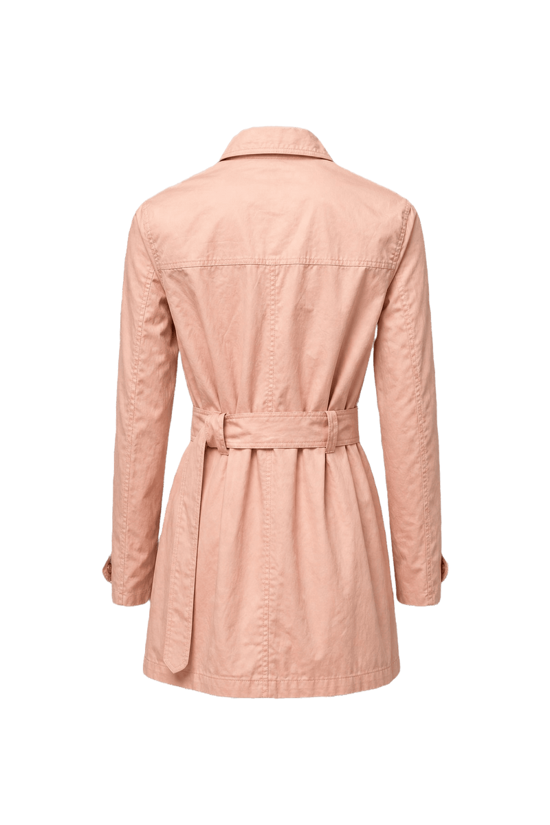 1990s Pastel Pink Cotton Trench Coat - Back View