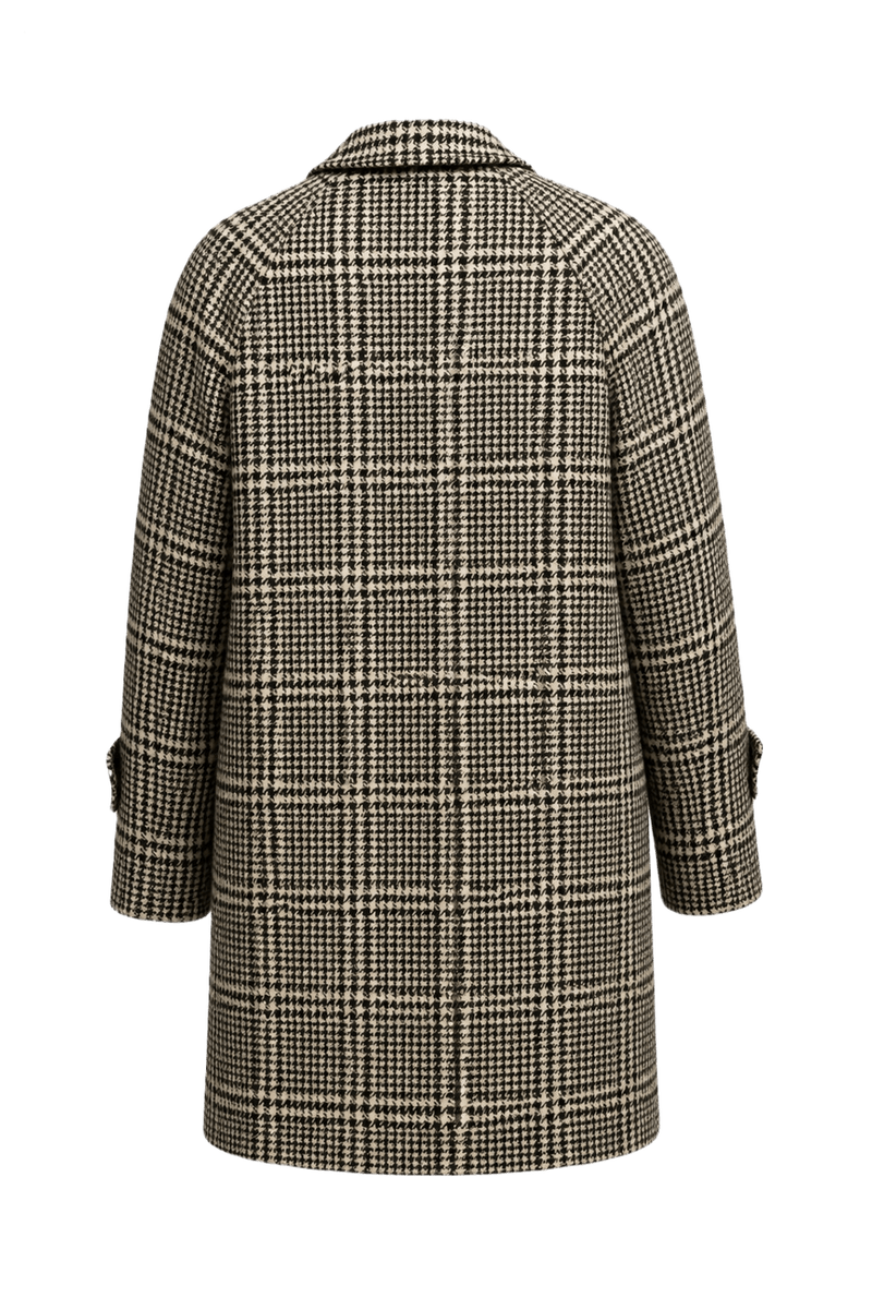 1990s Black and White Wool Coat - Back View