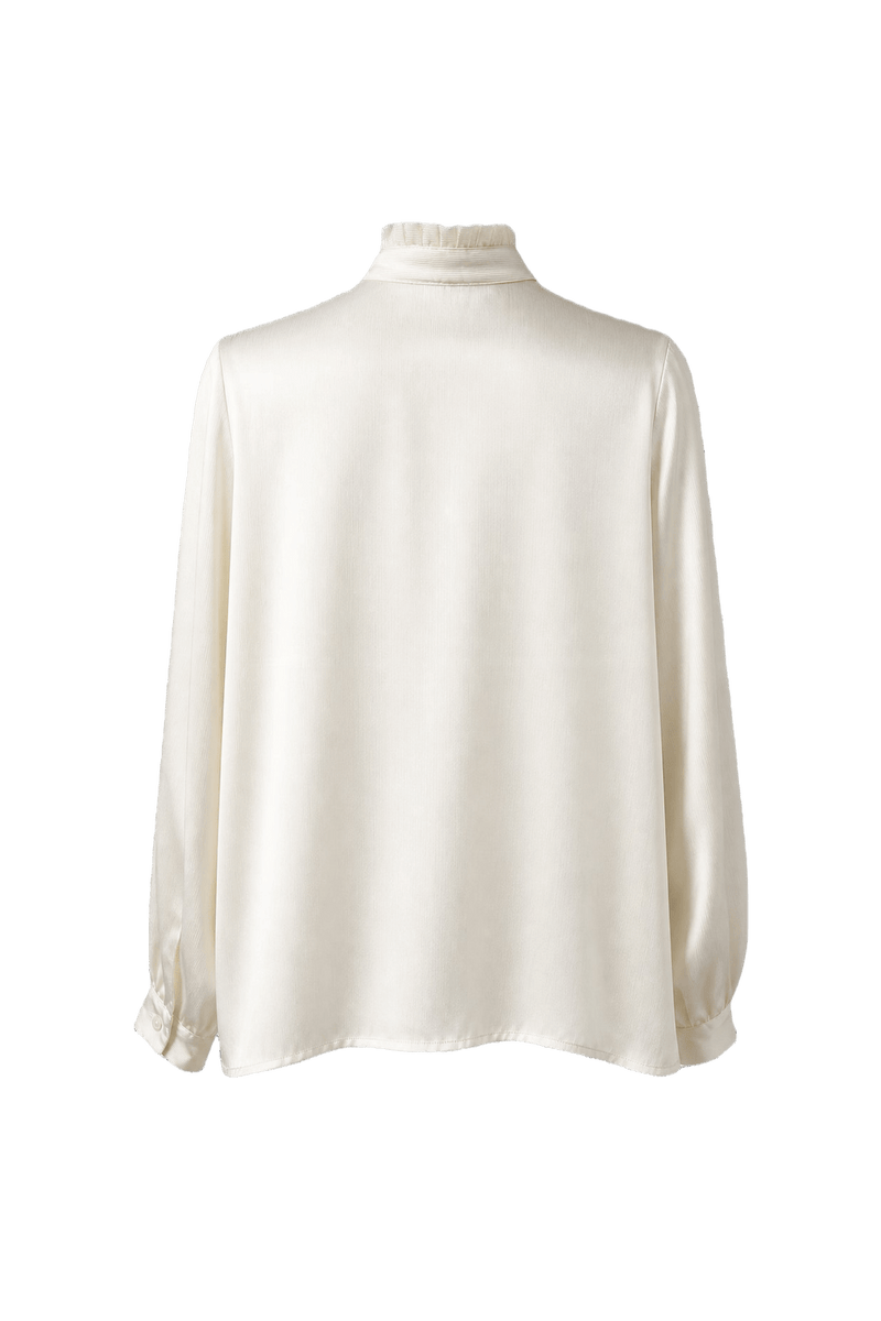 1990s Cream Polyester Blouse - Back View