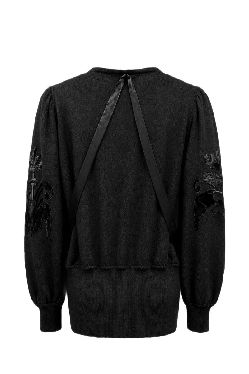 1980s Charcoal Grey Wool Sweater - Back View