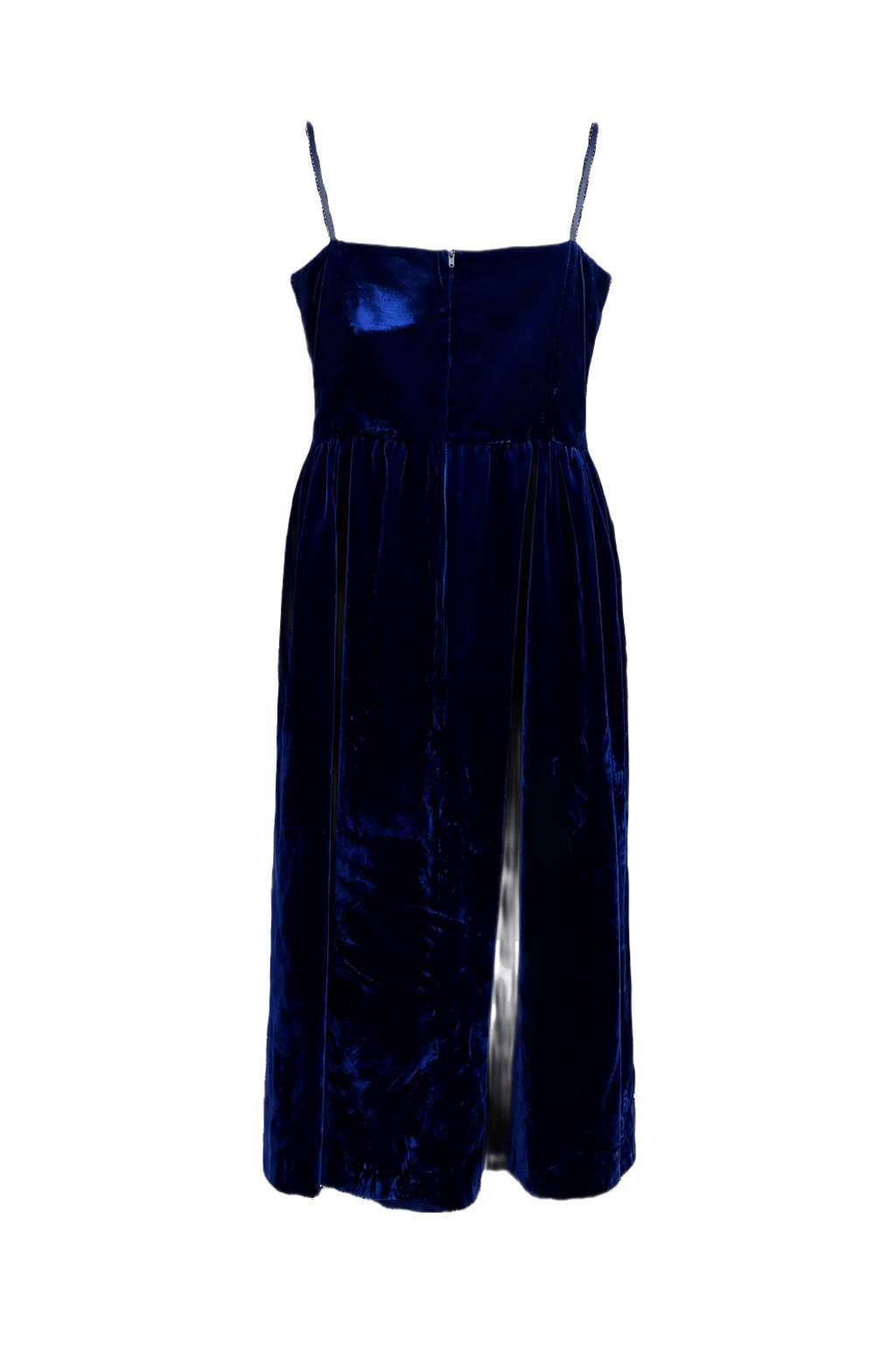 1980s Deep Blue Velvet Dress - Back View