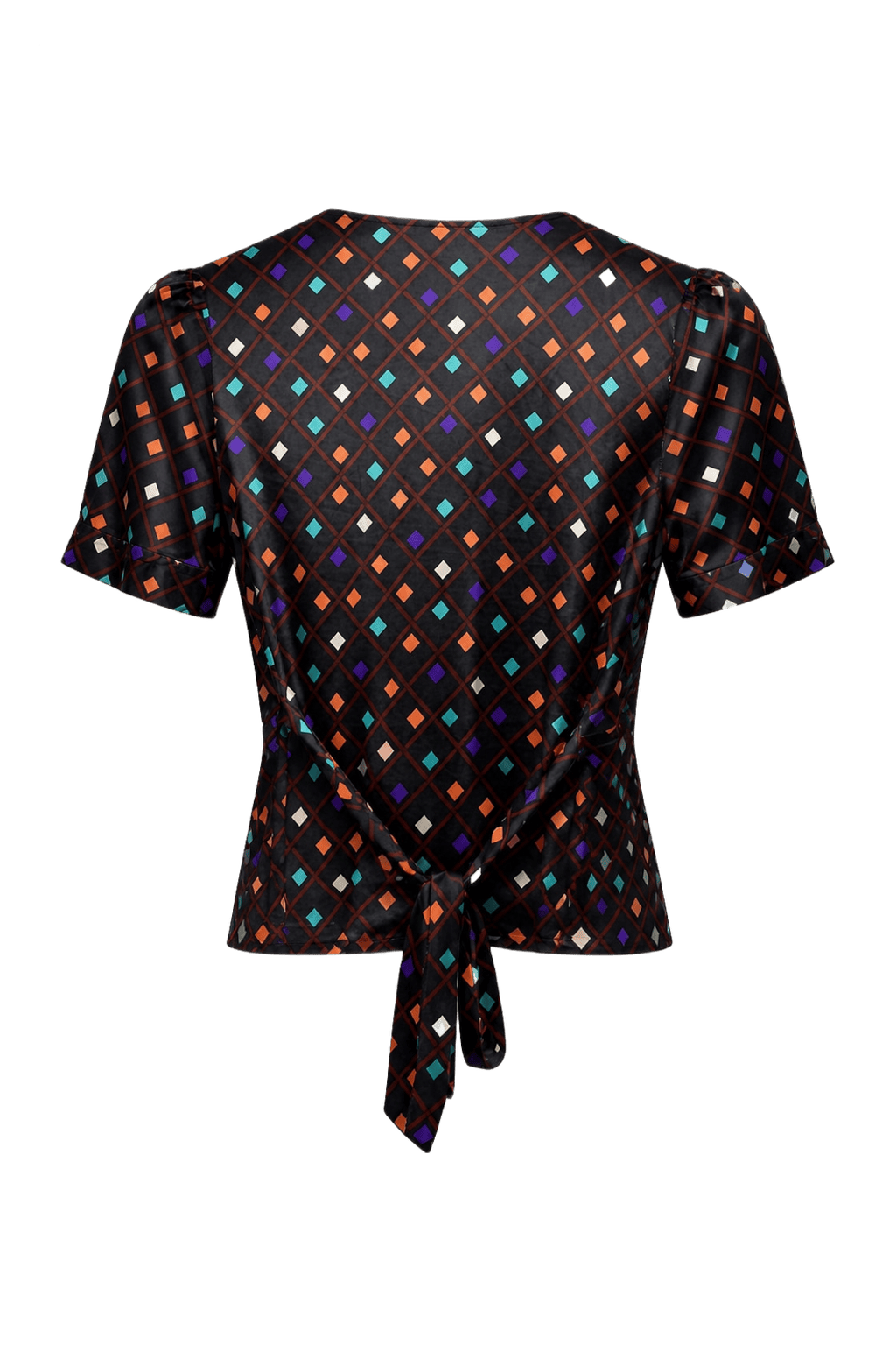 1970s Black Polyester Blouse - Back View