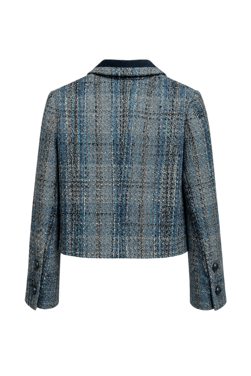1980s Blue Tweed Jacket - Back View