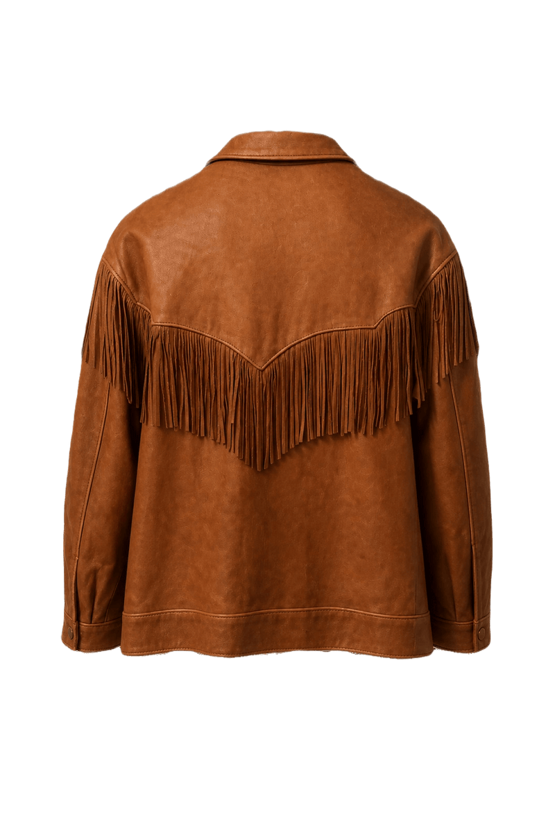 1970s Tan Leather Jacket - Back View