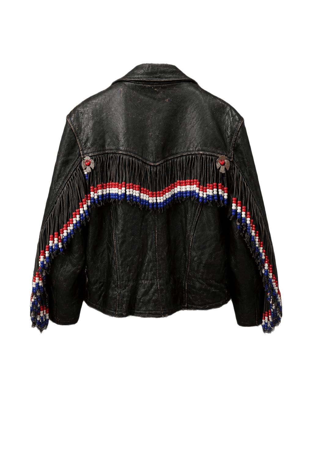 1980s Black Leather Jacket - Back View