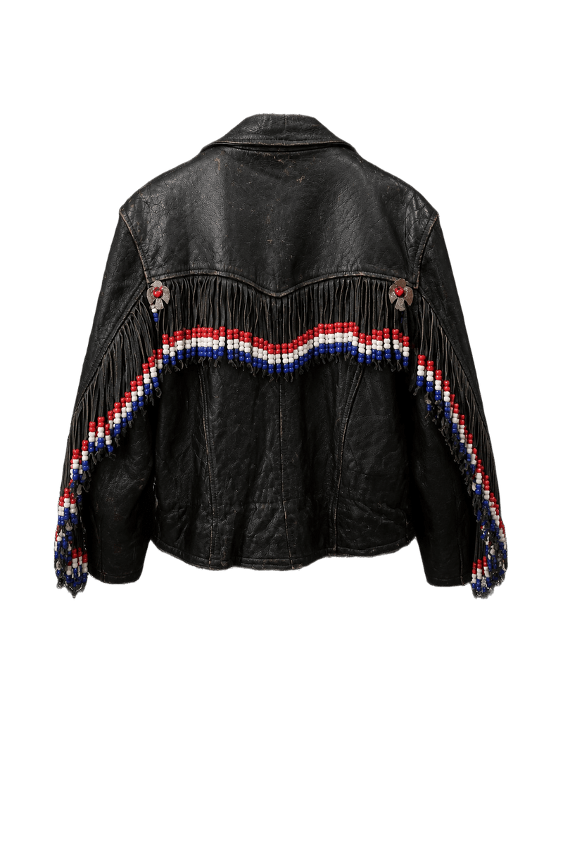 1980s Black Leather Jacket - Back View