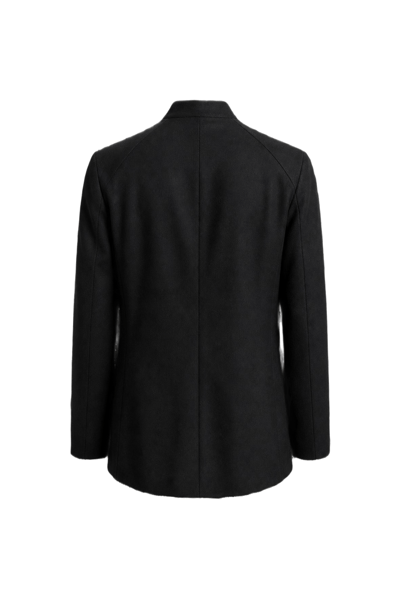 1980s Black Wool Blend Jacket - Back View