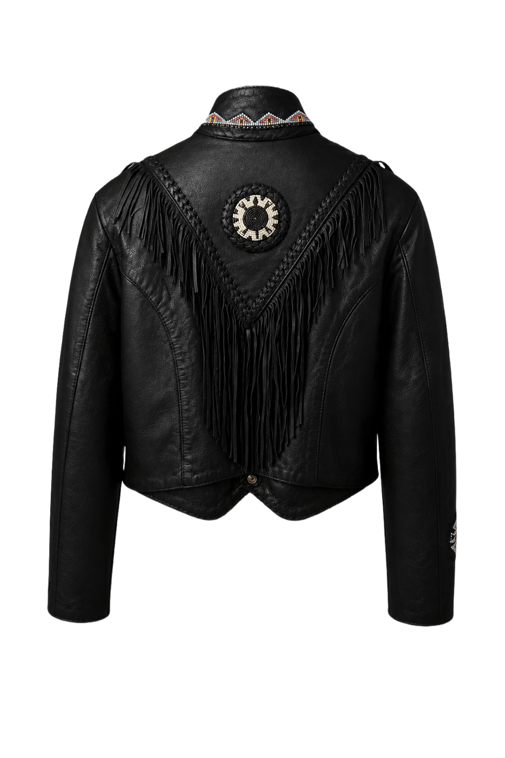 1980s Black Leather Jacket - Back View