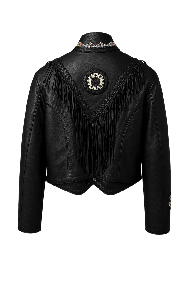 1980s Black Leather Jacket - Back View